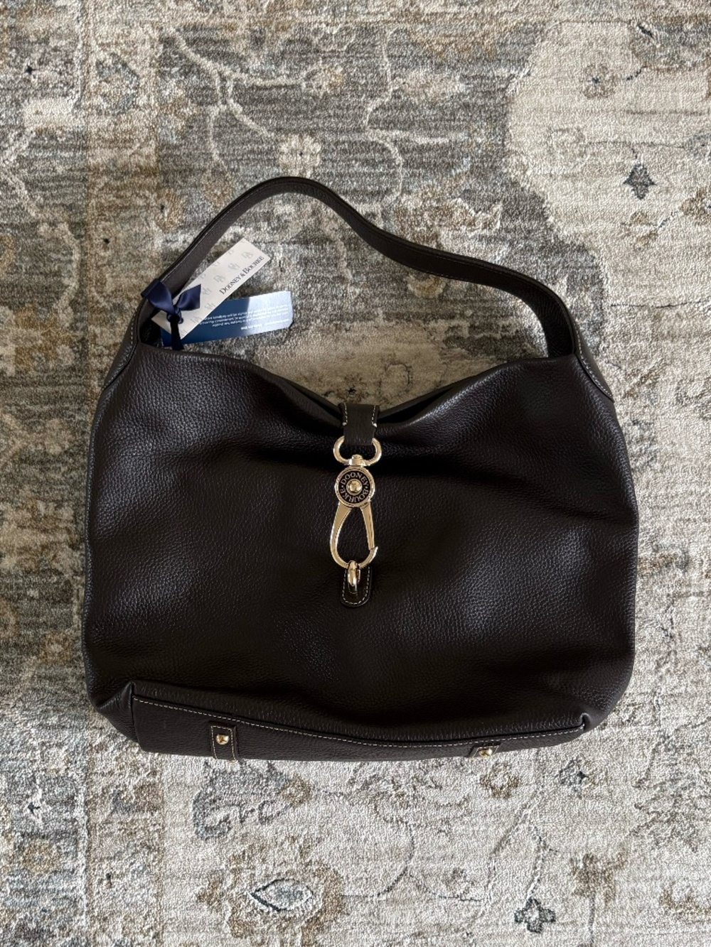 Dooney & Bourke Leather Logo Lock Shoulder Bag in Brown T'moro